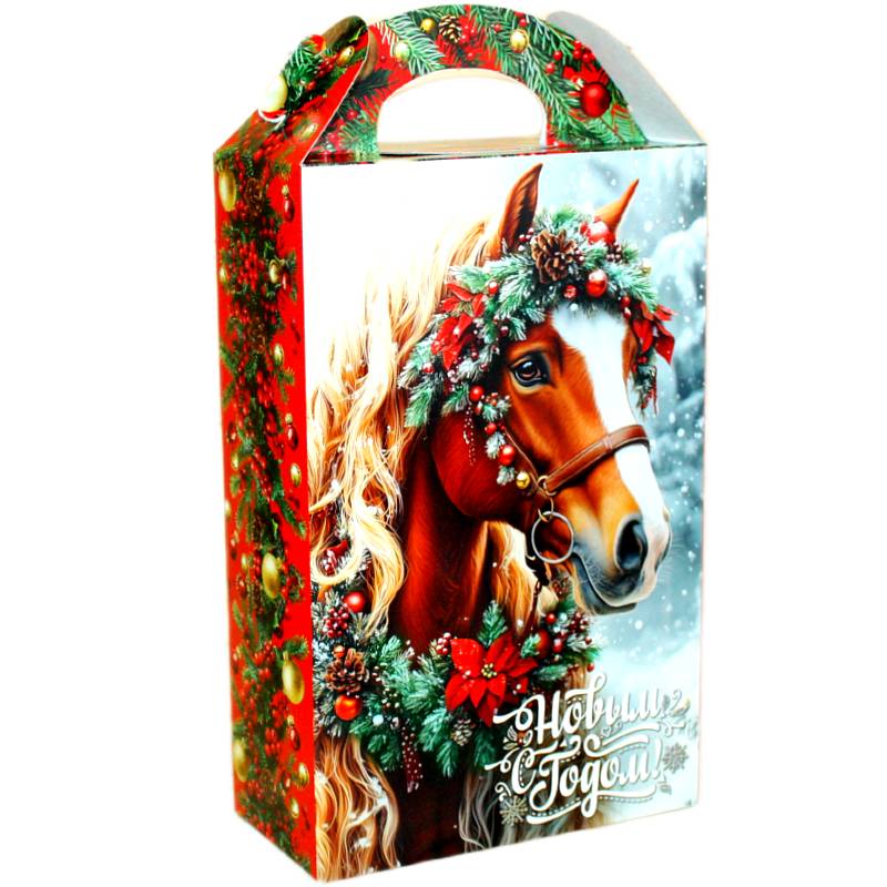 Детский новогодний подарок в картонной упаковке весом 1000 грамм